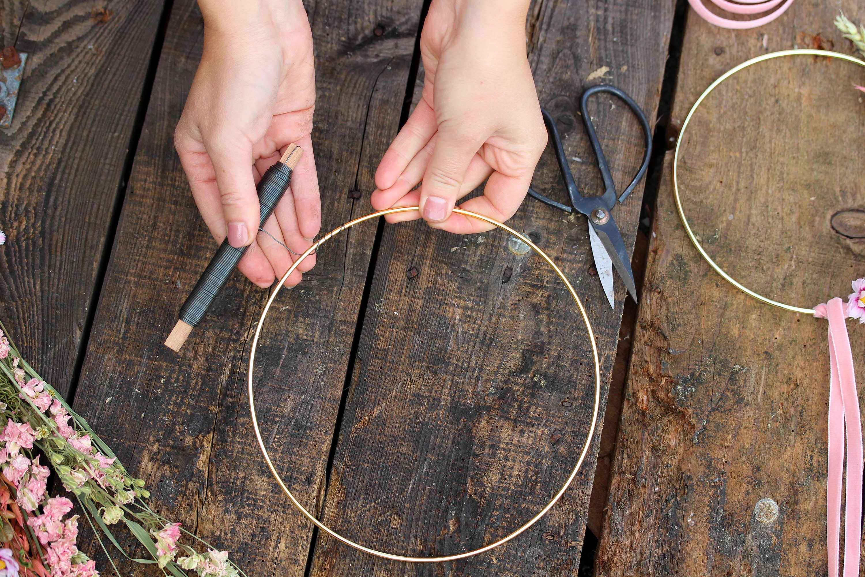 DIY Dried Flower Hoop Kit Pink Floral Craft Kit. Creative Etsy UK