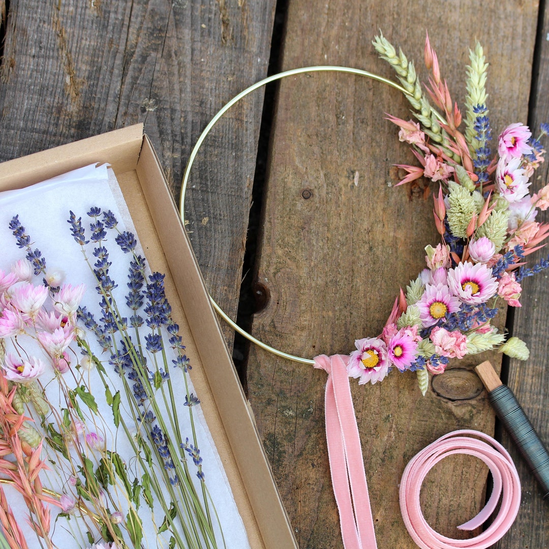 DIY Dried Flower Hoop Kit Pink Floral Craft Kit. Creative Etsy UK