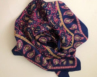 Vibrant Purple and Pink Paisley Scarf, Made for Sarah Coventry in Italy