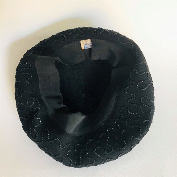 Vintage Black Belvedere Wool Hat with Swirling Se… - image 5
