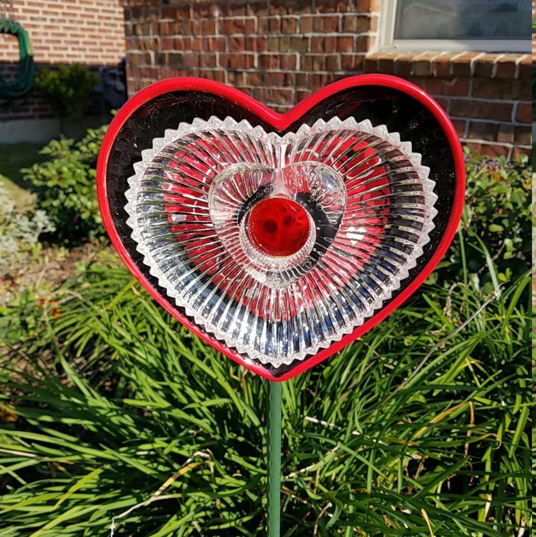 Valentine Yard Art Garden Art Glass Flower Glass Plate Etsy