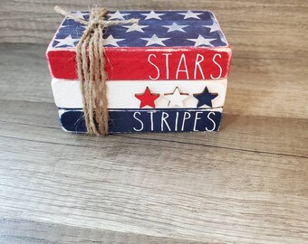 Patriotic wood Book Stack