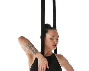 Aerial straps in Black Cotton heavy duty 40 мм  for aerial acrobatics and gymnastics, circus props