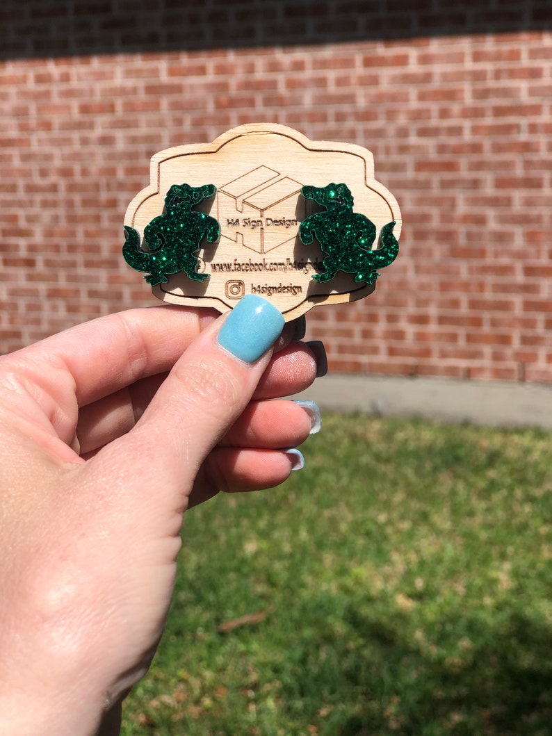 Alligator Glitter Laser Cut Acrylic Earring, Gator Earrings, Croc