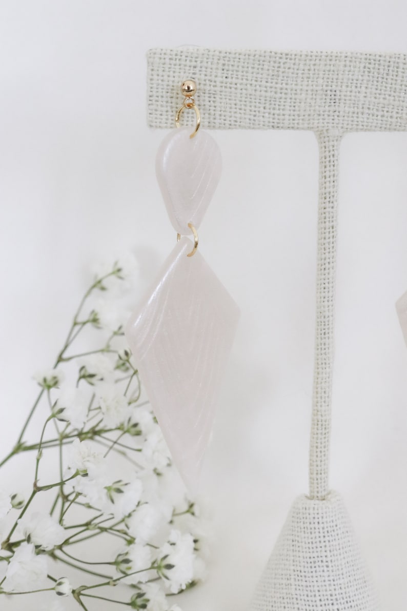 Polymer Clay Earrings Statement Earrings Gifts for her Minimal Earrings Bridal Earrings Gatsby inspire EPONINE Diamond shape Clay Earrings