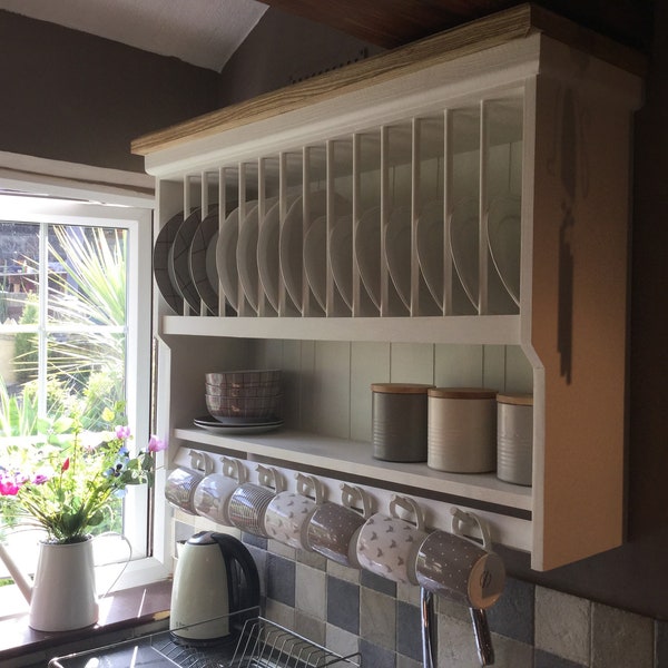 The Kilburn handmade kitchen plate rack storage finished in your chosen farrow and ball colour