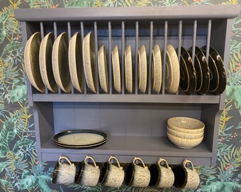 The Kinder handmade kitchen pine plate rack storage available in your chosen f&b colour