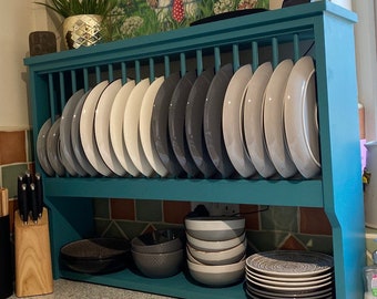 The Albert handmade plate rack storage - natural pine  -  wall mounted or stand on your counter top