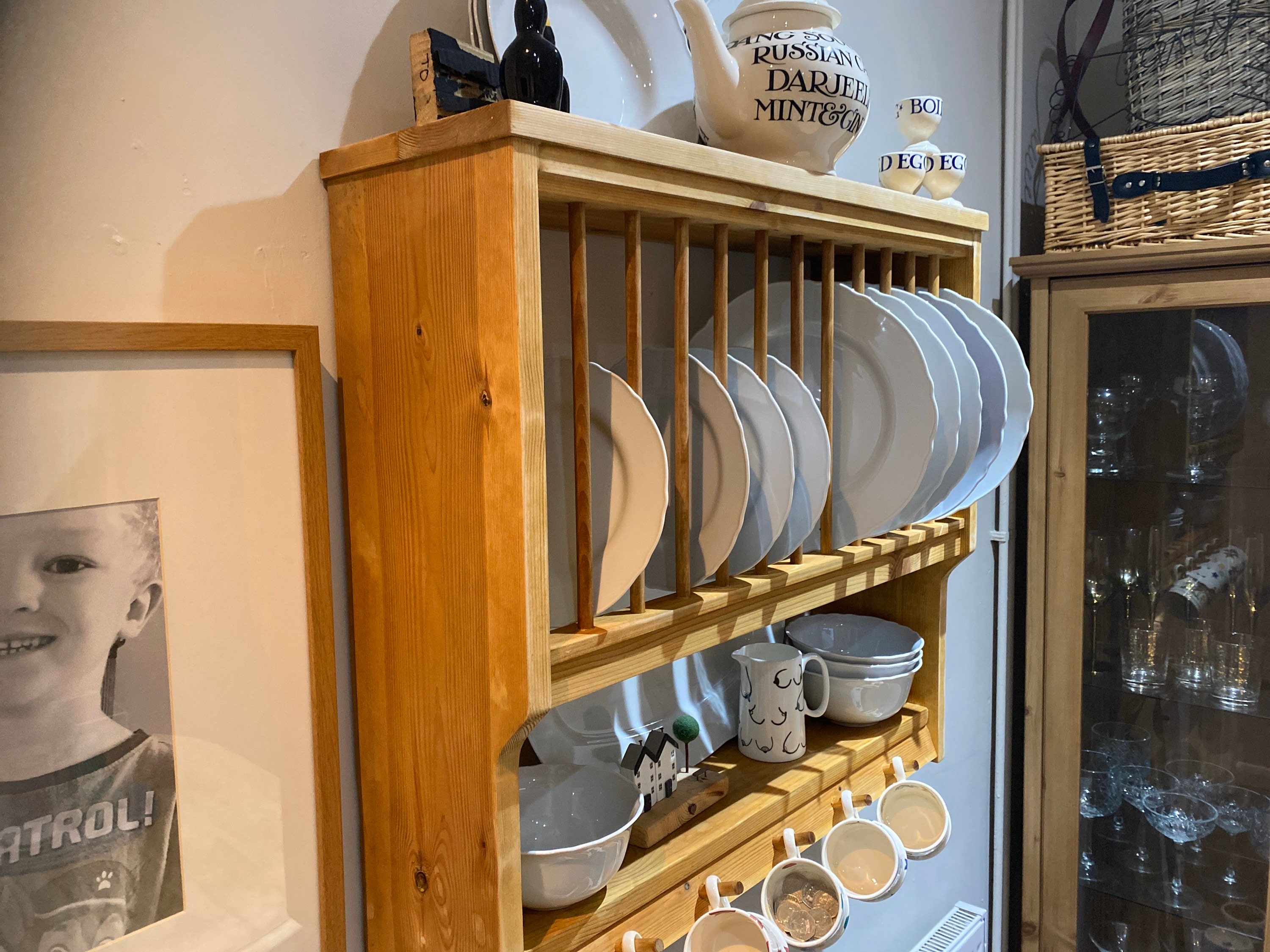 The berry handmade pine kitchen plate rack storage available in your chosen  f&b colour