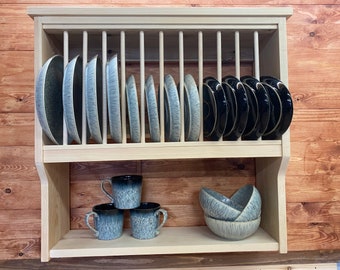 The Hereford natural kitchen pine handmade plate rack storage