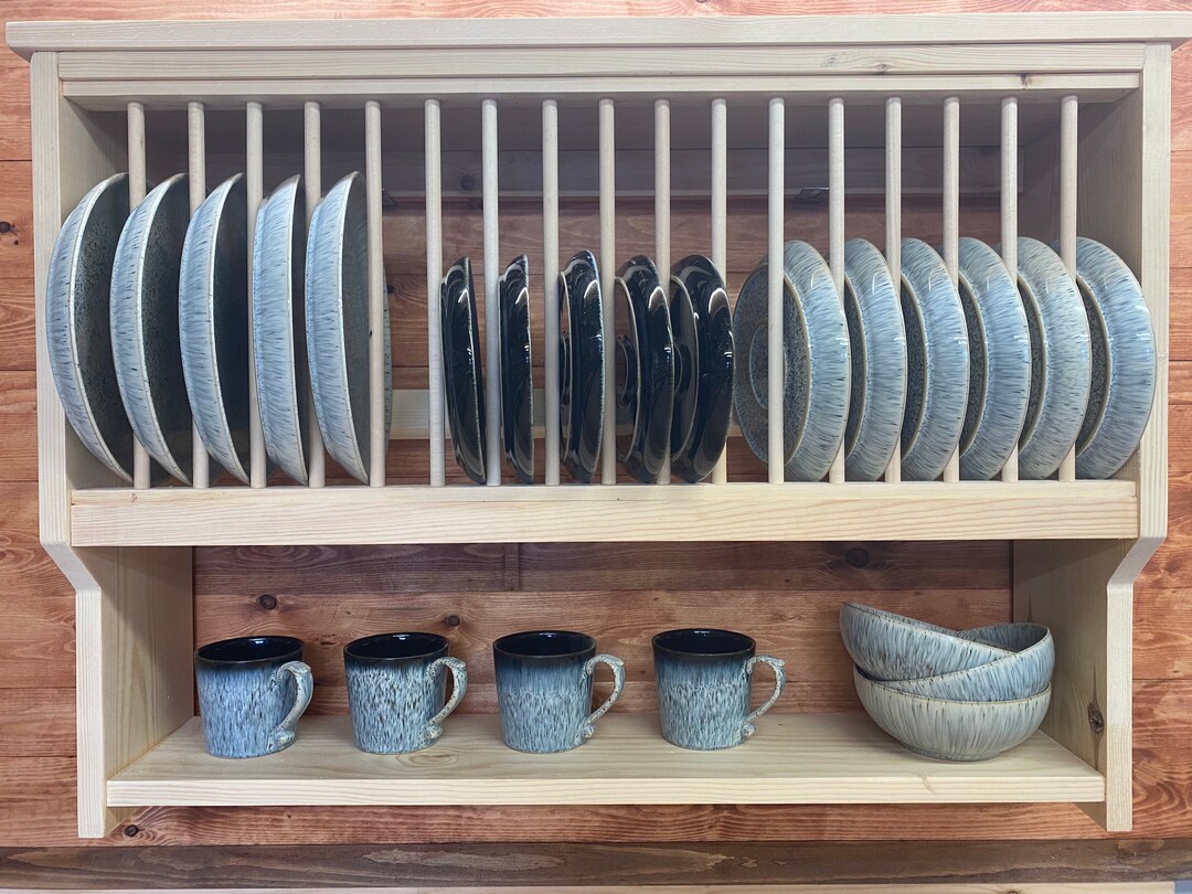 Buy The Swan Natural Kitchen Pine Handmade Plate Rack Storage