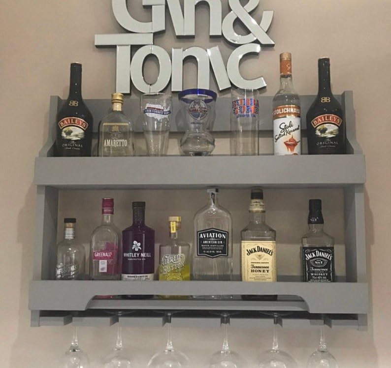 Premium Wall Mounted Solid Pine Handcrafted Drinks Rack Bar Etsy UK