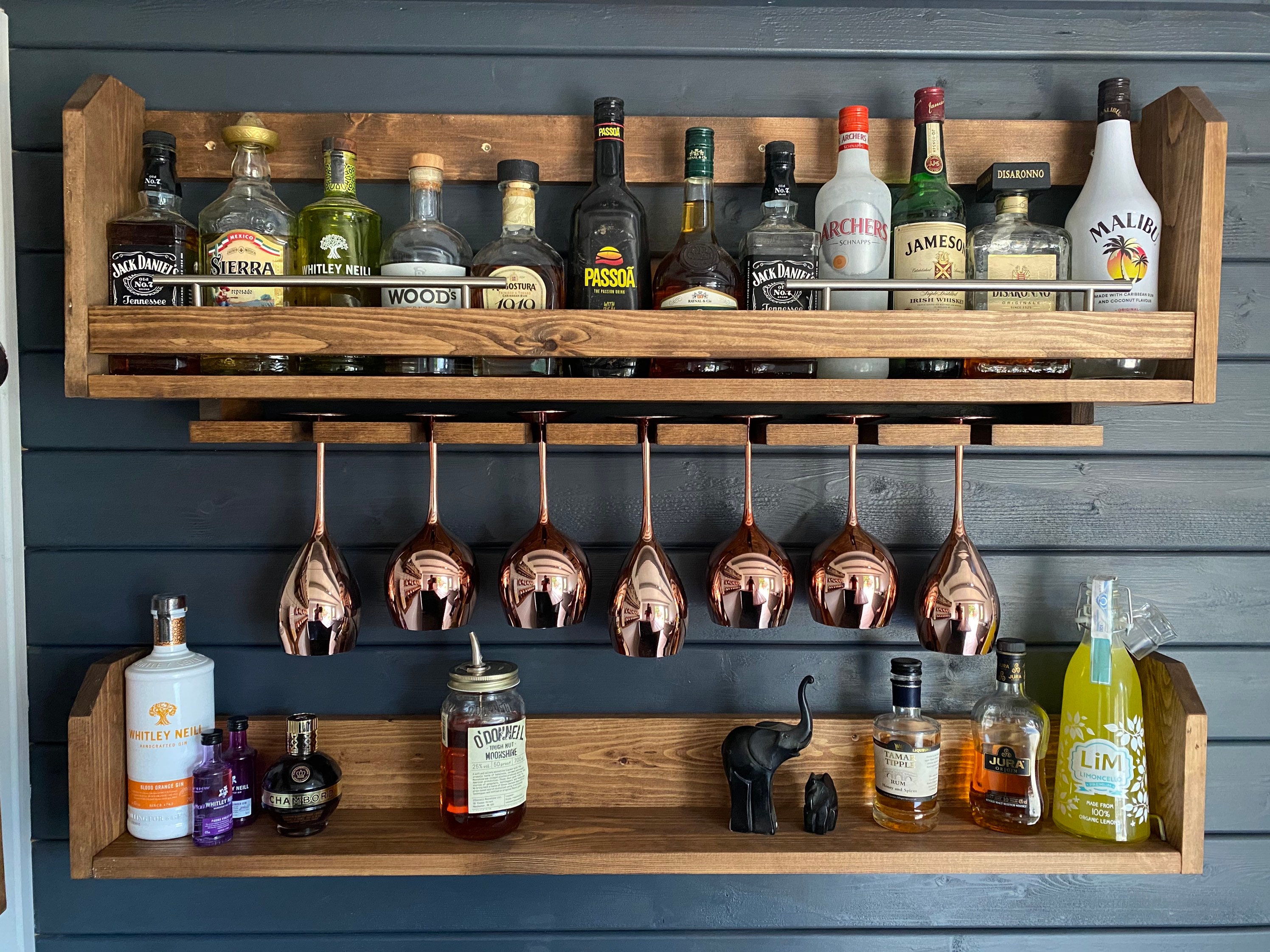 The olde Oak Set of Two Wall Mounted Bar Pine Handcrafted Drinks Rack Home  Bar See Stevens Review - Etsy