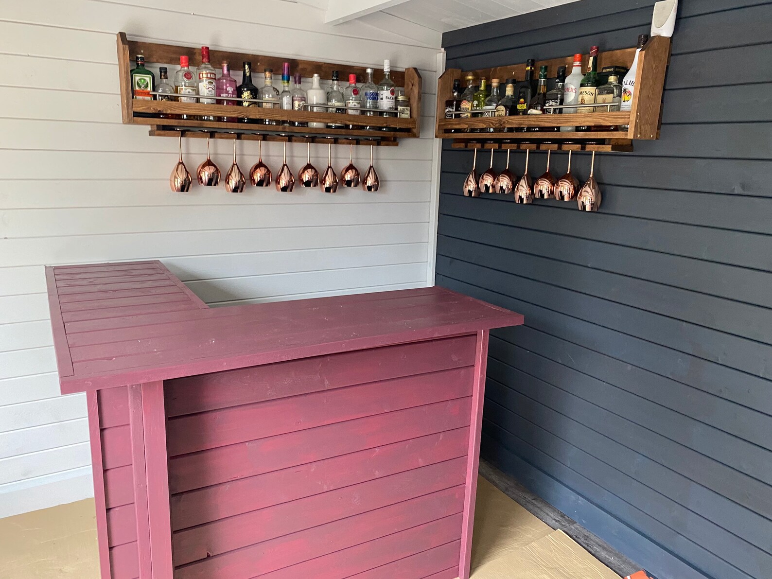 Set of Two Wall Mounted Garden Bar Pine Handcrafted Drinks Etsy UK