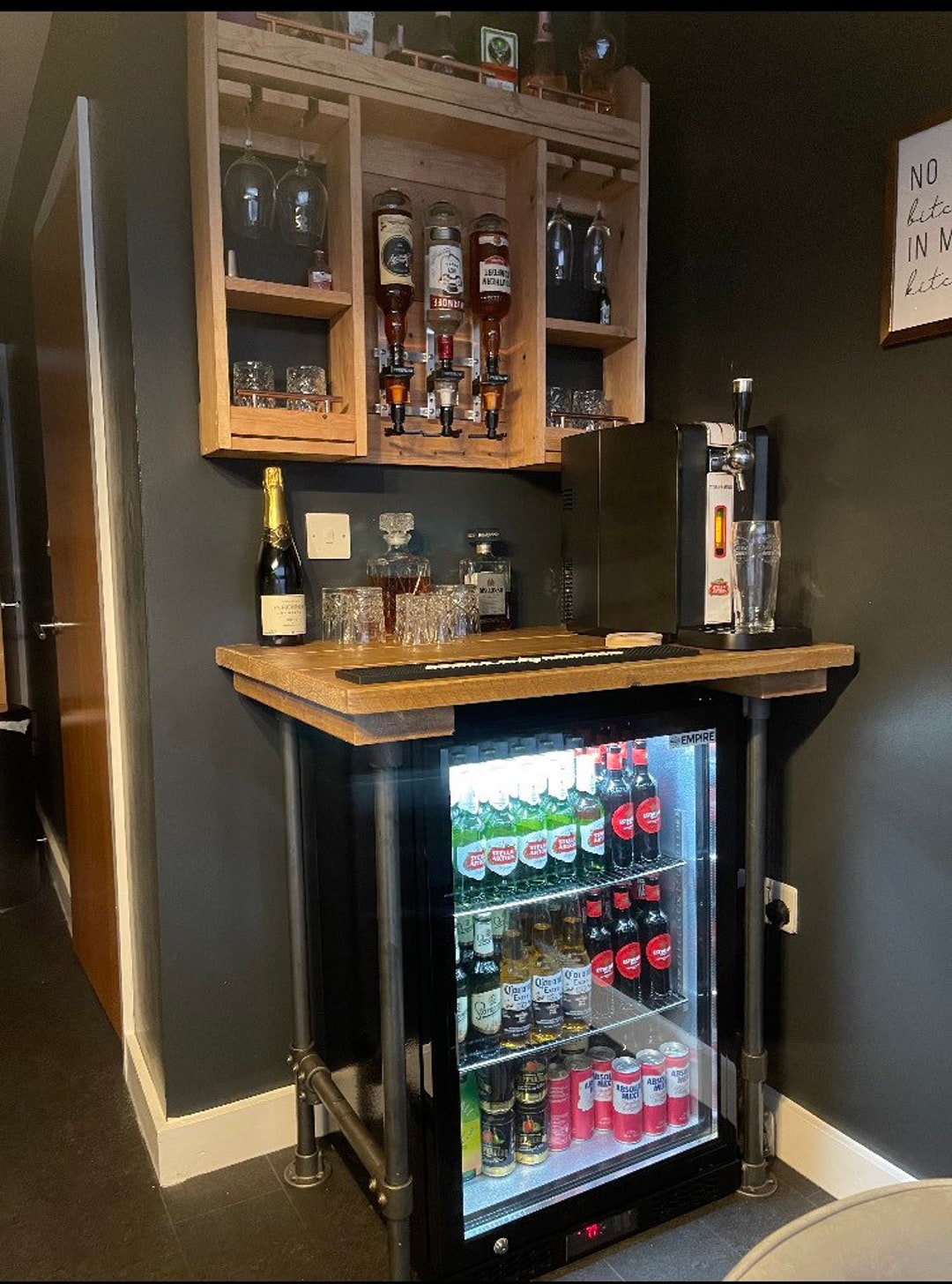 Ultimate Home Wall Mounted Garden Bar With Built in Spirits Optics Rack