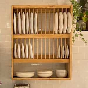 The Riddings stained double handmade plate rack storage