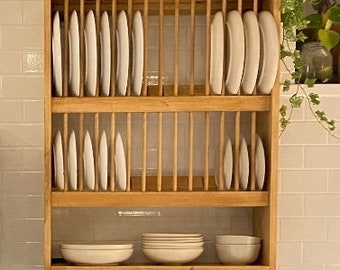The Riddings stained double handmade plate rack storage