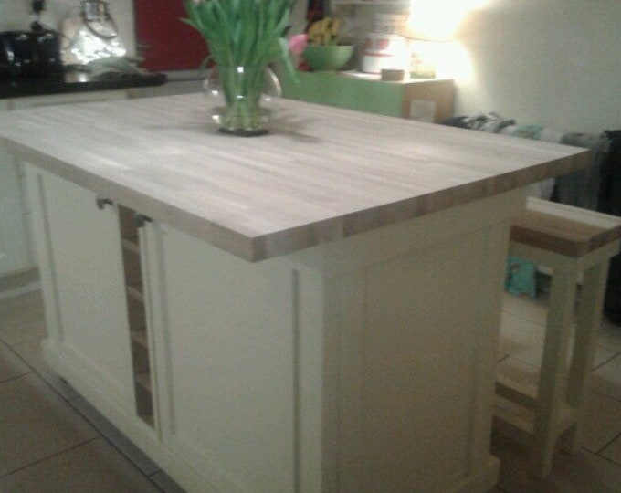 Featured listing image: The Bembridge oak top custom made to order kitchen island.  and finished in your chosen Farrow & Ball paint choice 25% deposit option