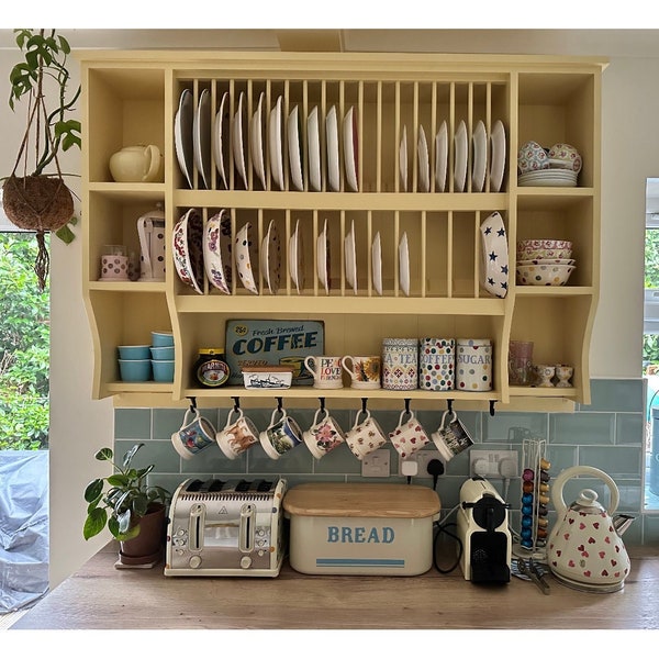 Handmade Wicklow Plate Rack: Custom Color Kitchen Storage