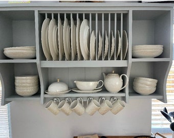 The berry handmade pine kitchen plate rack storage available in your chosen f&b colour