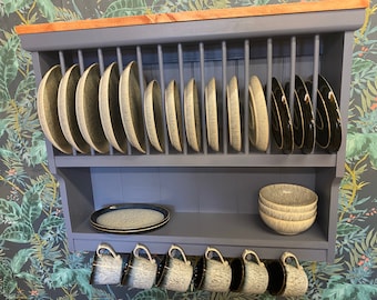 The Hayfield handmade pine kitchen plate rack storage