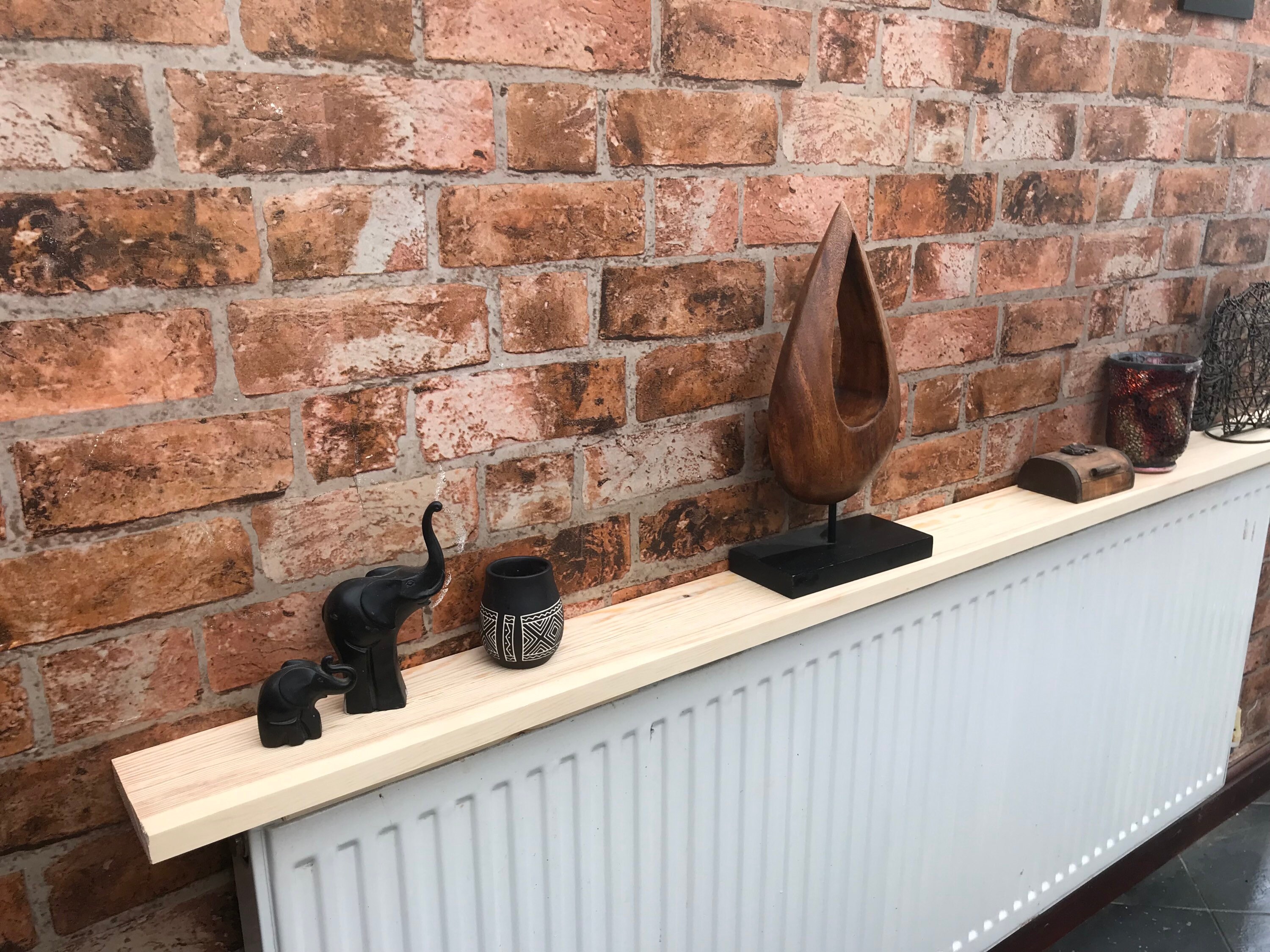 Handcrafted solid pine radiator shelf with brackets Etsy