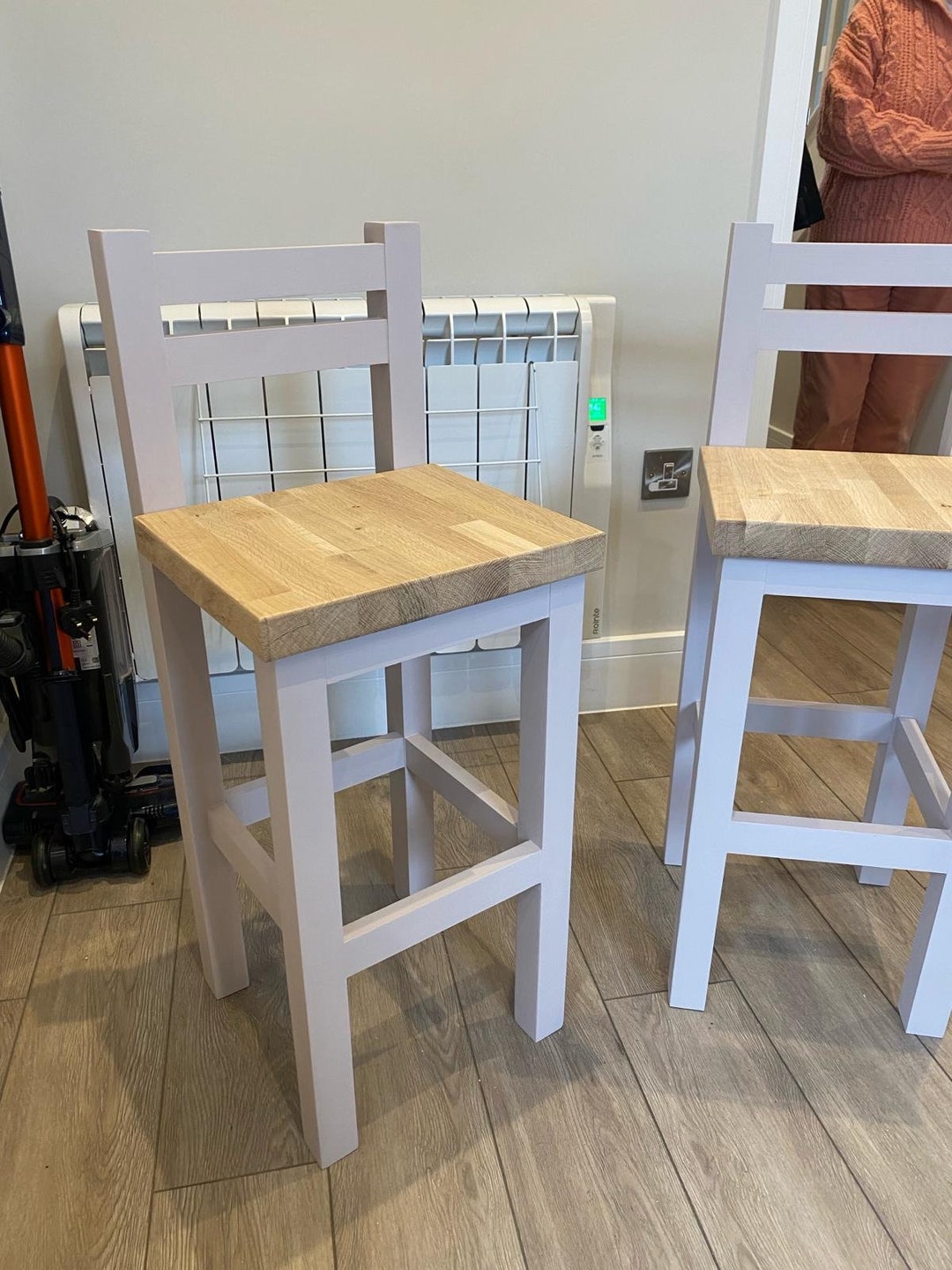 Bespoke Handcrafted Oak Top Stools Designed to Match Your Kitchen ...