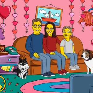 Yellow caricature, Yellow custom portrait, Cartoon portrait, Custom portrait, Family portrait, Couple portrait, Christmas Simpsons Gift