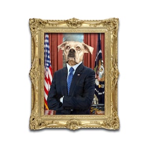 The President Custom Pet Portrait | Digital, Premium Canvas, Premium Framed Canvas | PAWtrait | Political Pet | Pet Memorial - 376A