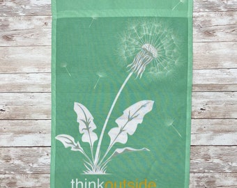 Think Outside Dandelion Garden Flag | Dandelion Yard Art | Gardening | Nature Lover
