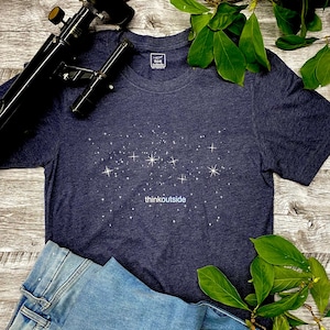 Think Outside Stars Short Sleeve Unisex Shirt | Nature Apparel | Nature Inspired | Nature Lover | Outdoor Stargazing Tee | Stargazer
