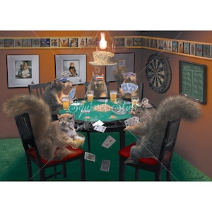Poker Squirrels Gift Combo | Notepad | Playing Cards | Game Shirt | Squirrel Lover | 3 Pack | Gambling | Poker Face Shirt | White Tee