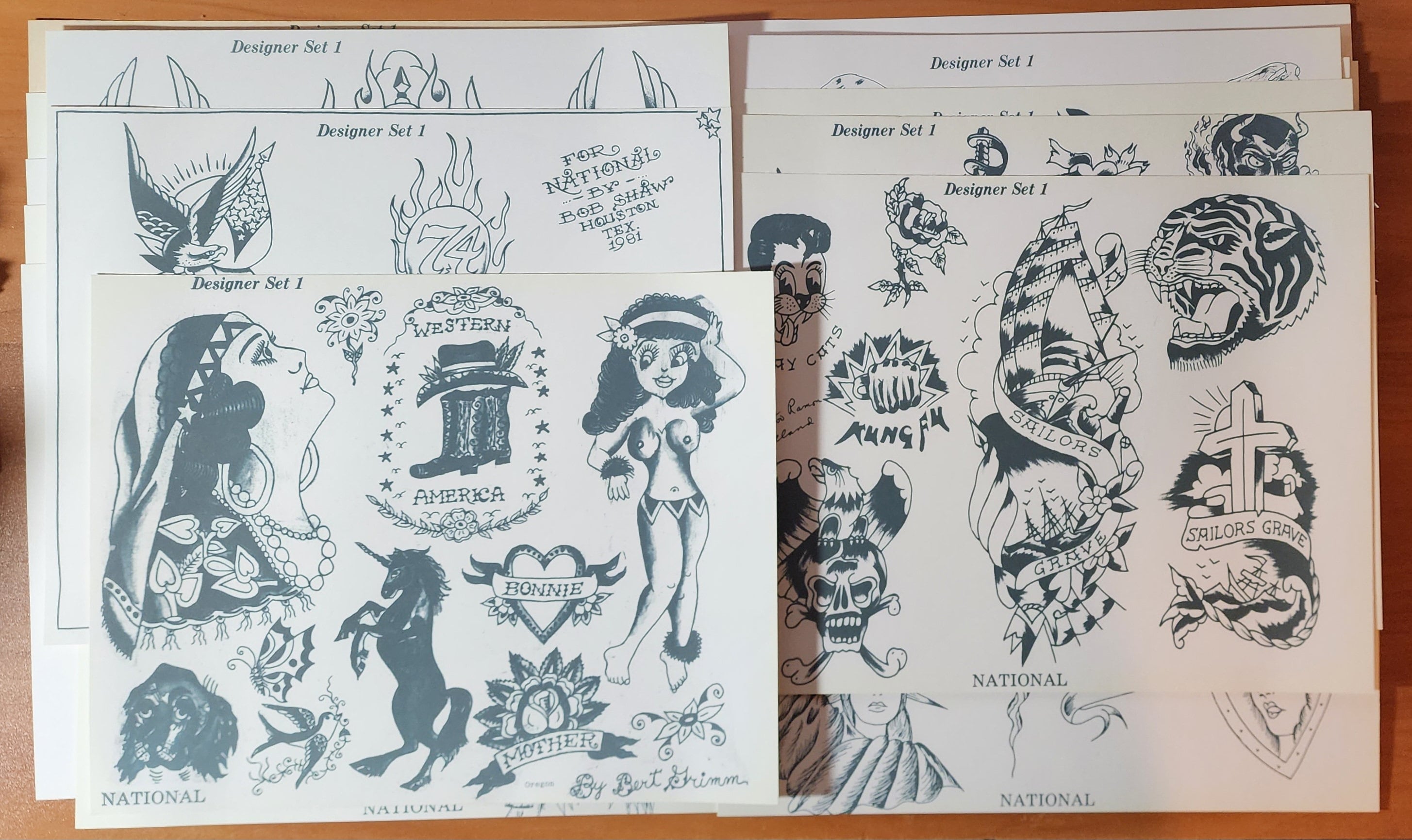 Traditional Vintage 1981 National 25 Sheet Tattoo Flash Set