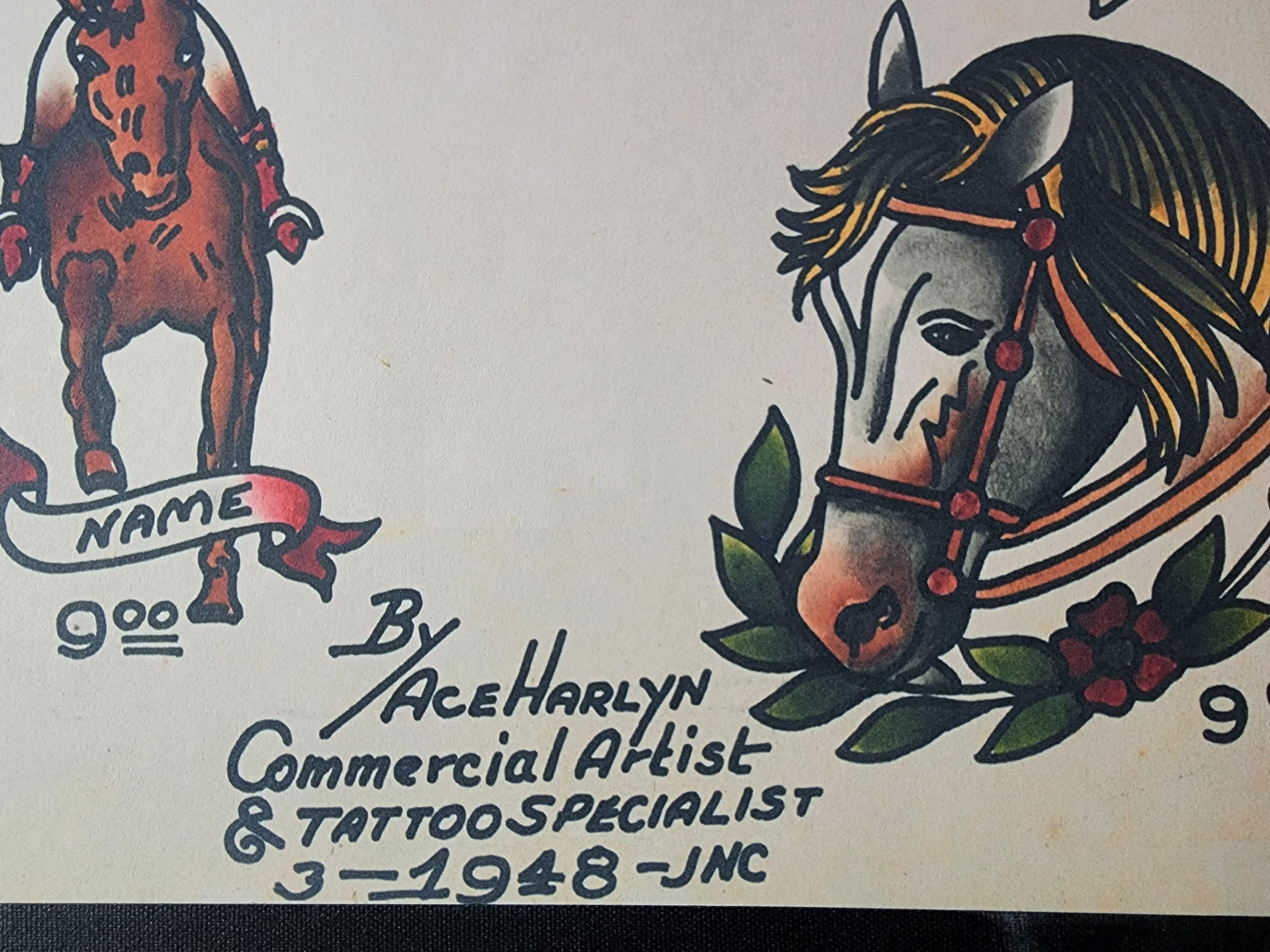 USビンテージ馬の刺繍アート作品tattoo刺青 エース・ハーリン トラディショナル ビンテージ スタイル