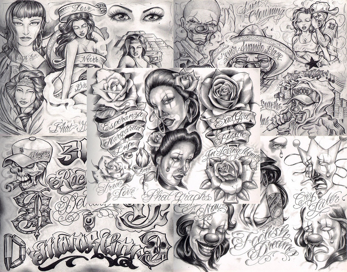 Boog From the Streets With Love Gangsta Style Tattoo Flash
