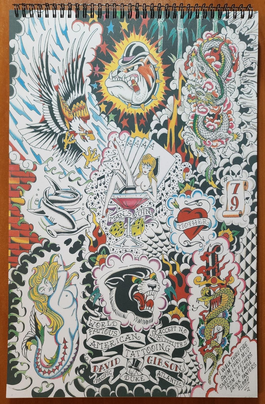 RARE Dave Gibson Traditional Vintage Lucky's 27 Sheets Tattoo