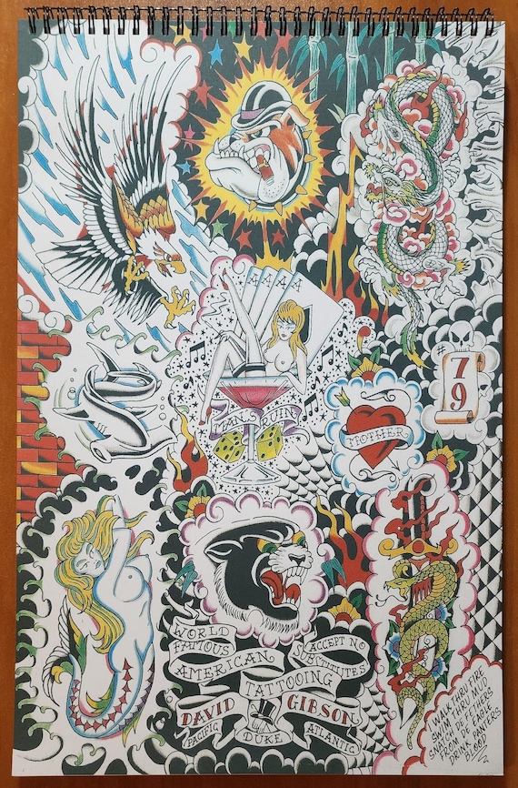 RARE Dave Gibson Traditional Vintage Lucky's 27 Sheets Tattoo