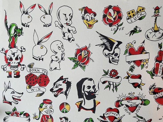 Milton Zeis Traditional Vintage Tattoo Flash Pork Chop Sheet
