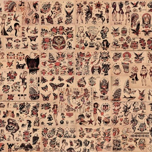 Sailor Jerry Traditional Vintage Style Tattoo Flash 48 Sheets 11x14&quot; Old School