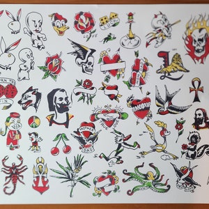 Milton Zeis Traditional Vintage Tattoo Flash Pork Chop Sheet 13X19 High ...