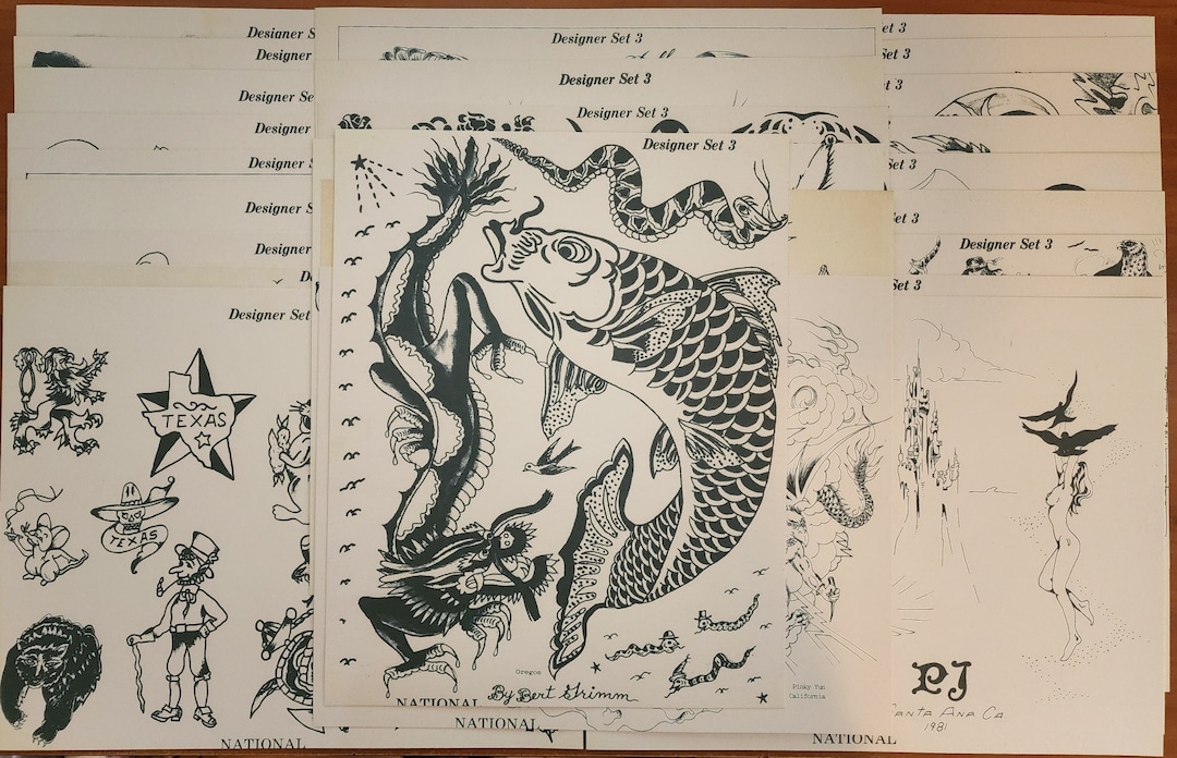 Traditional Vintage 1981 National 25 Sheet Tattoo Flash Set