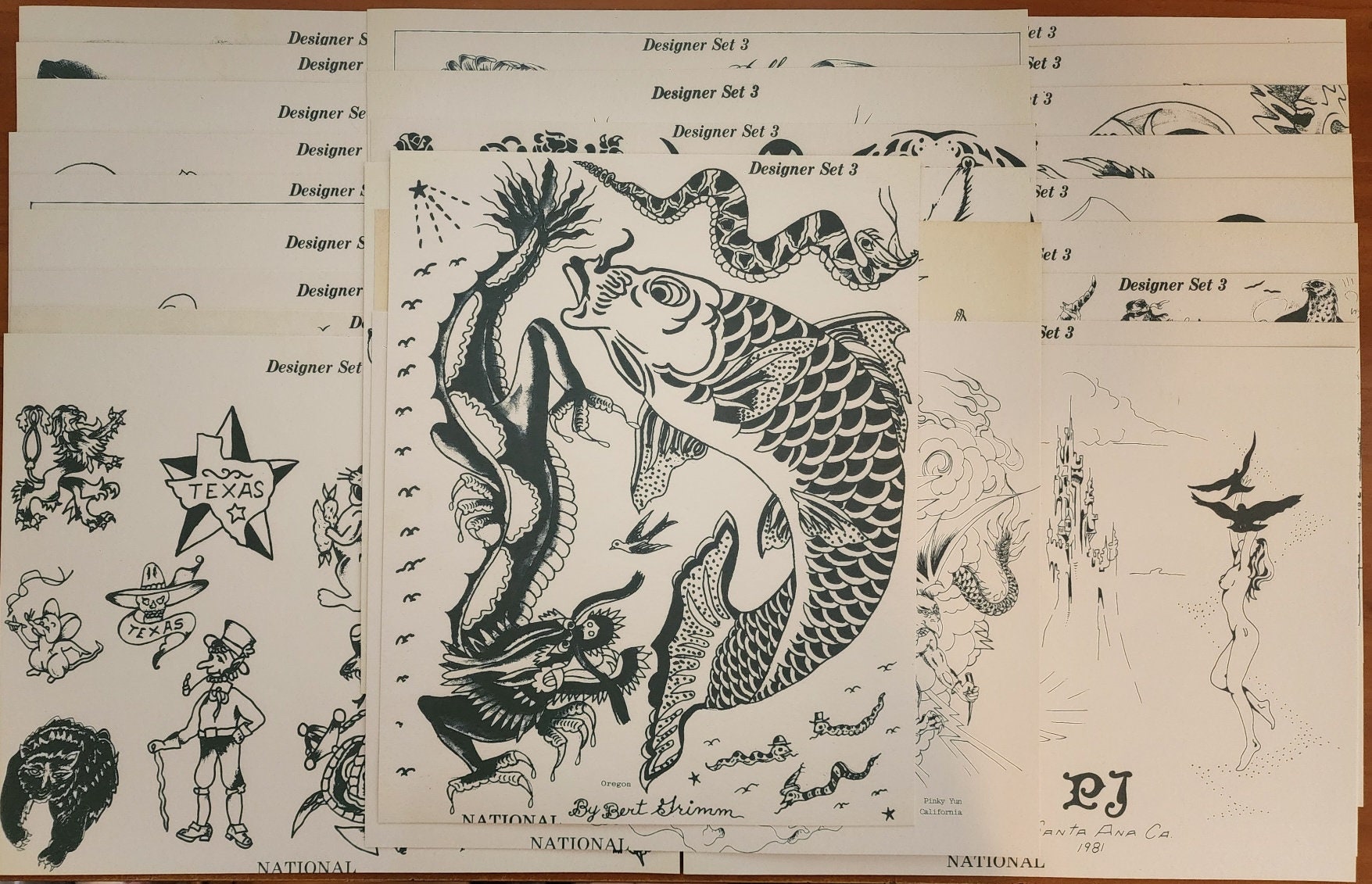 Traditional Vintage 1981 National 25 Sheet Tattoo Flash Set