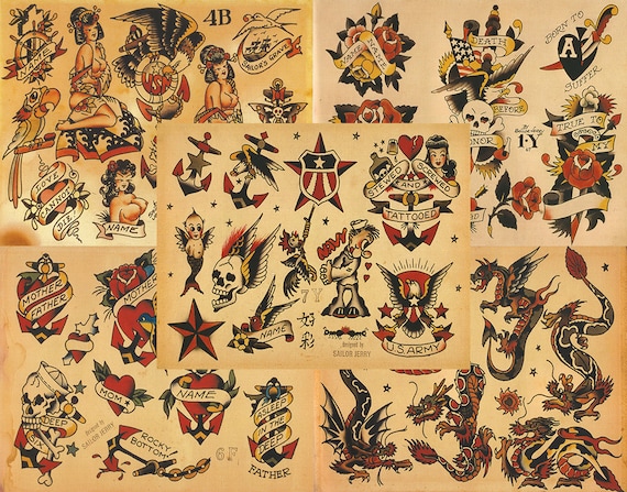 その他 Sailor Jerry Tattoo Drawings s-l400.jpg
