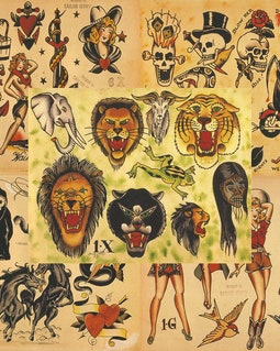 Sailor Jerry Traditional Vintage Style Tattoo Flash 5 Sheets 11x14