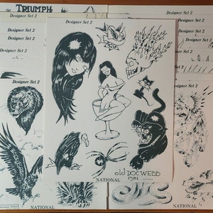 Traditional Vintage Style 1981 National 25 Sheet Tattoo Flash Set Designer Set 2. Great Investment For Tattoo Shop, Or Art Collection