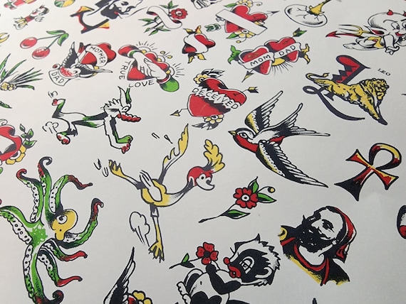 Milton Zeis Traditional Vintage Tattoo Flash Pork Chop Sheet 13X19