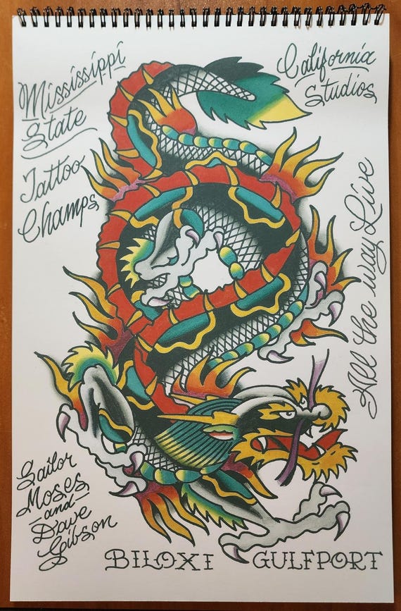 RARE Dave Gibson Traditional Vintage Lucky's 29 Sheets Tattoo