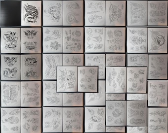 45 ark Percy Waters traditionell vintage-stil tatuerings flash portfoliobok, fantastisk referens för tatueringshistoria