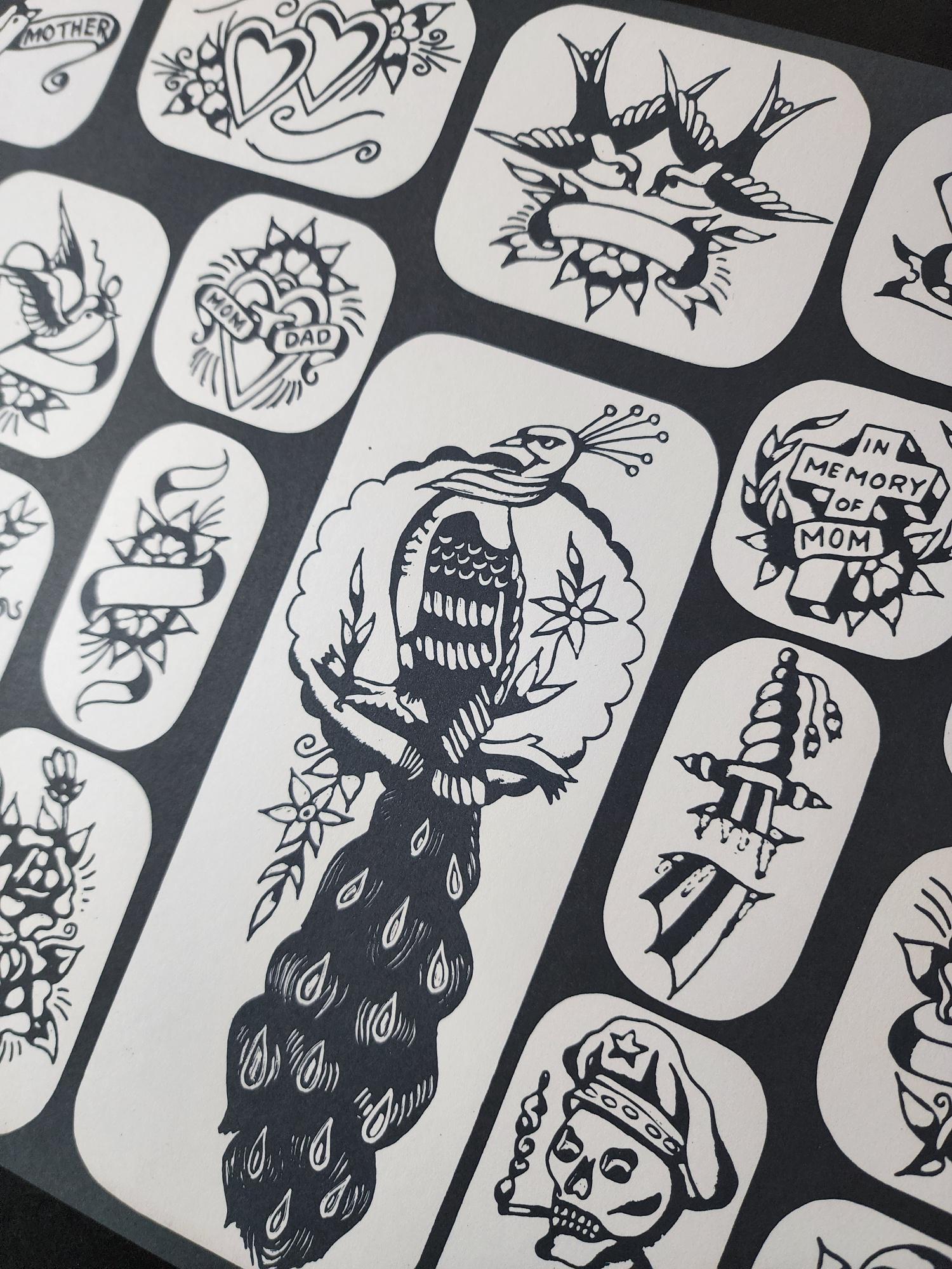 Doc King Traditional Vintage Tattoo Shop Pork Chop Flash Sheet