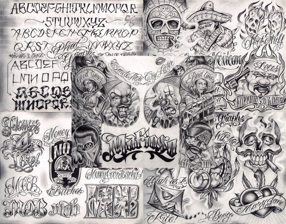 Buy Boog From the Streets With Love Gangsta Style Tattoo Flash 10 Online in India - Etsy